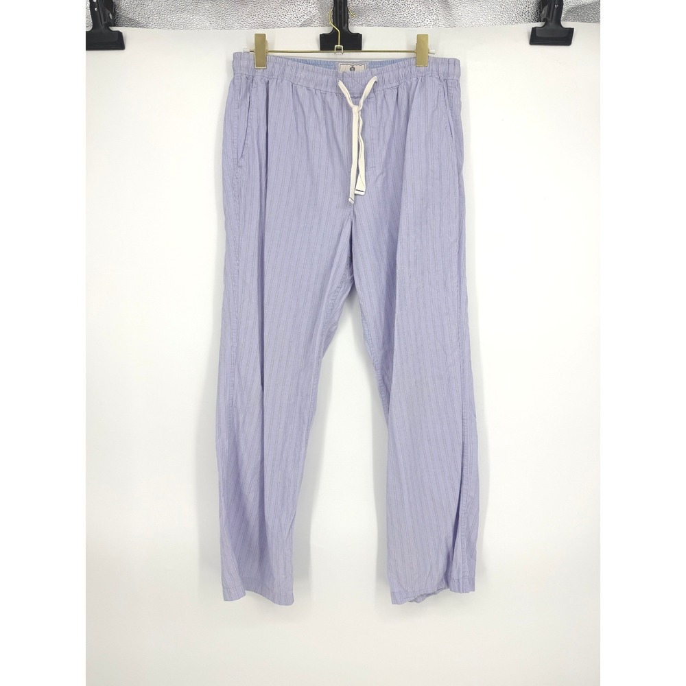 J.Crew Mens Purple White Striped Cotton‎ Pajama Pants Elastic Waist Drawstring L